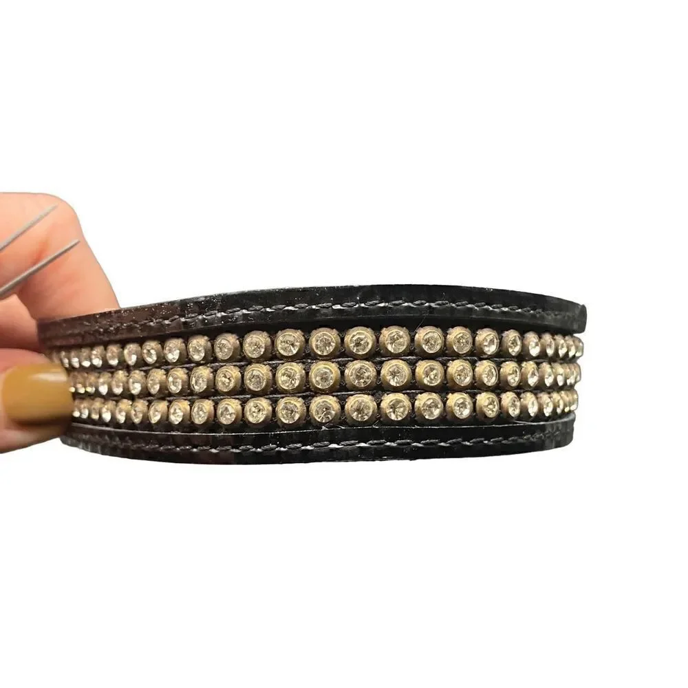 Fox & Hound three row rhinestone dog collar